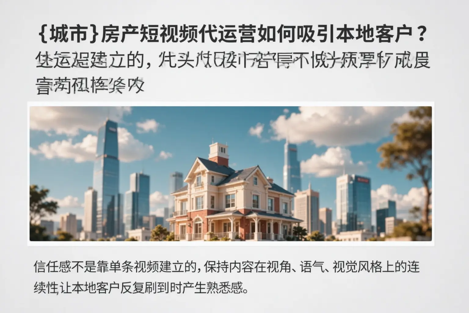 河源房产短视频代运营如何吸引本地客户？