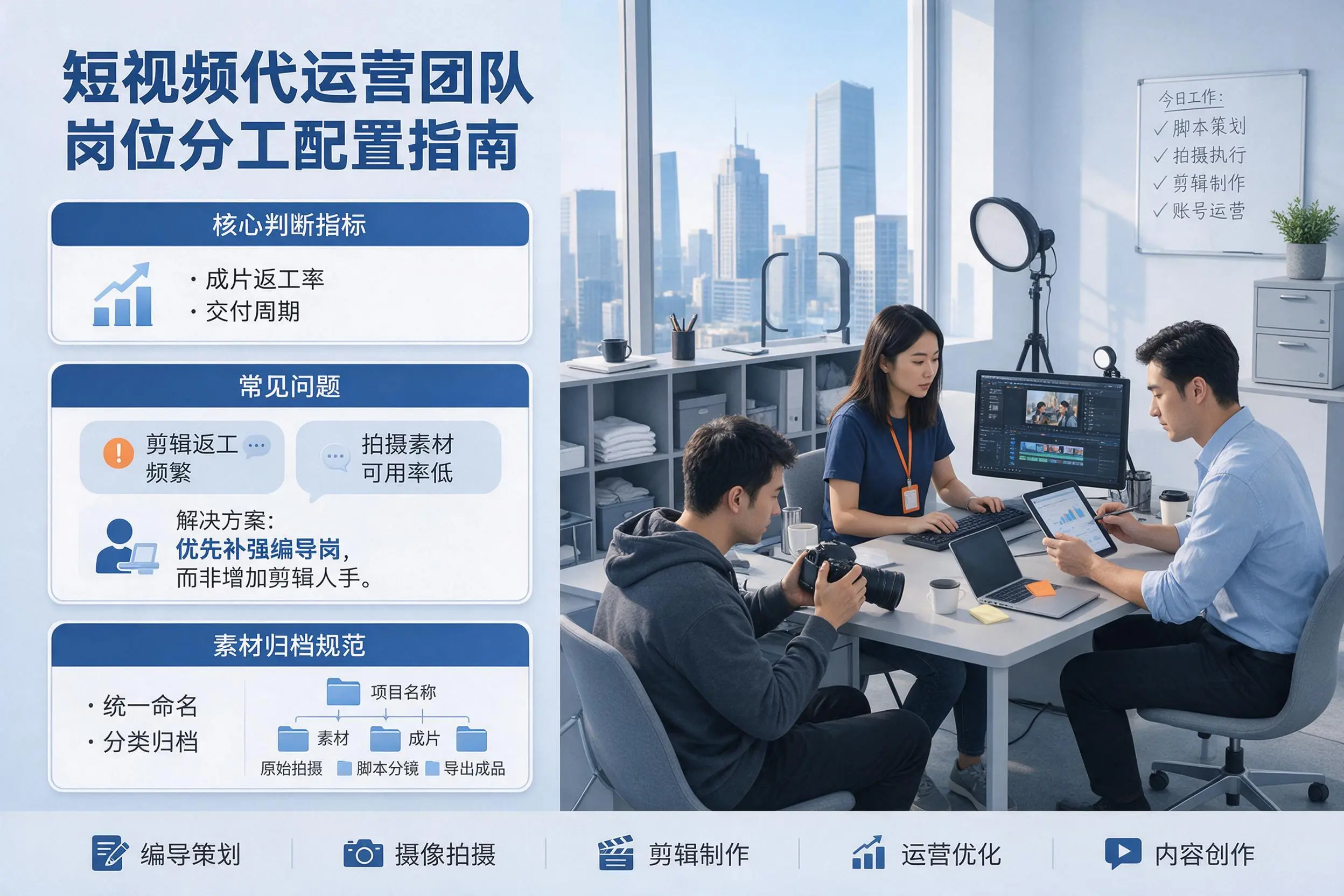 短视频代运营团队如何配置?河源企业岗位分工科普说明