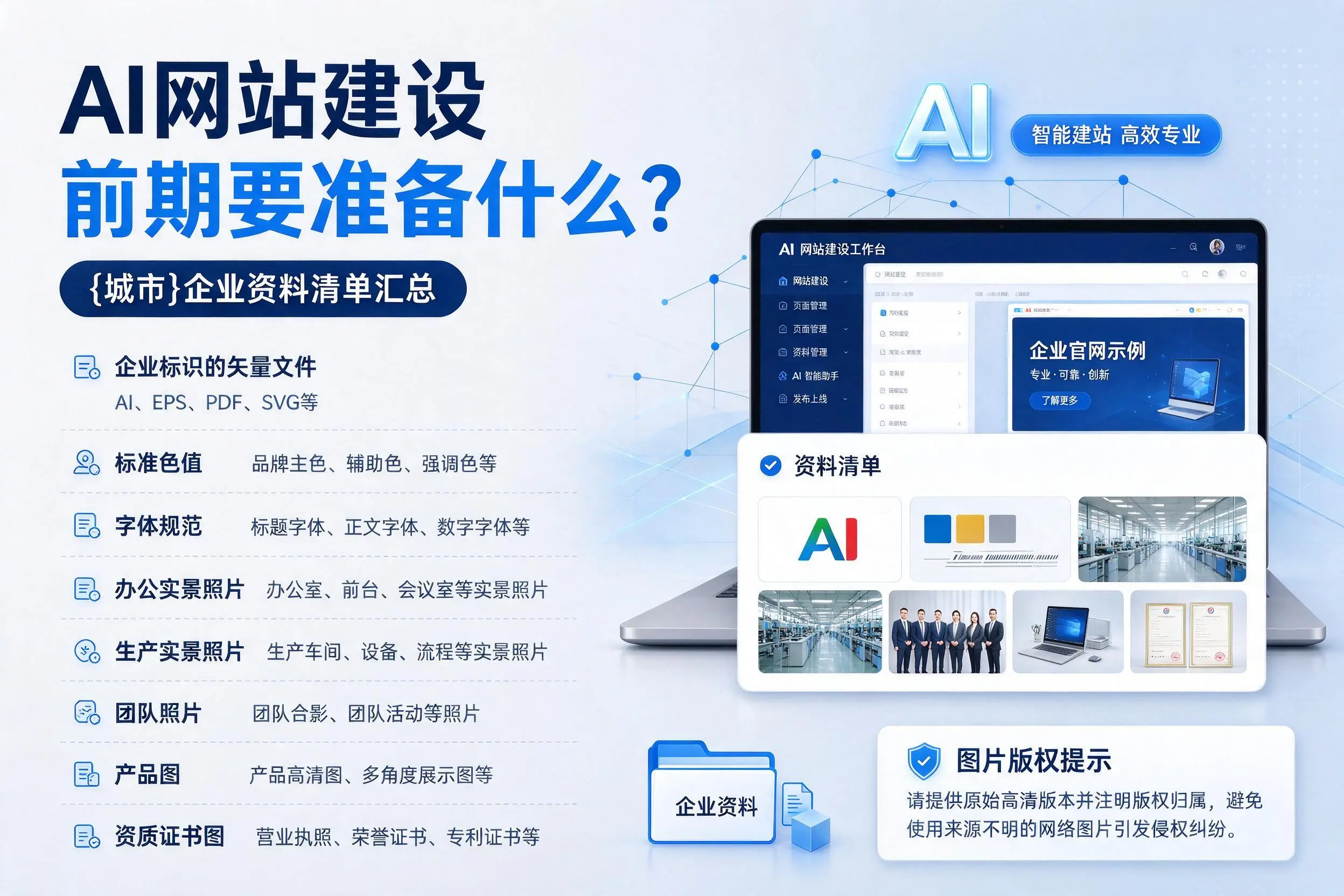 AI网站建设前期要准备什么?河源企业资料清单汇总